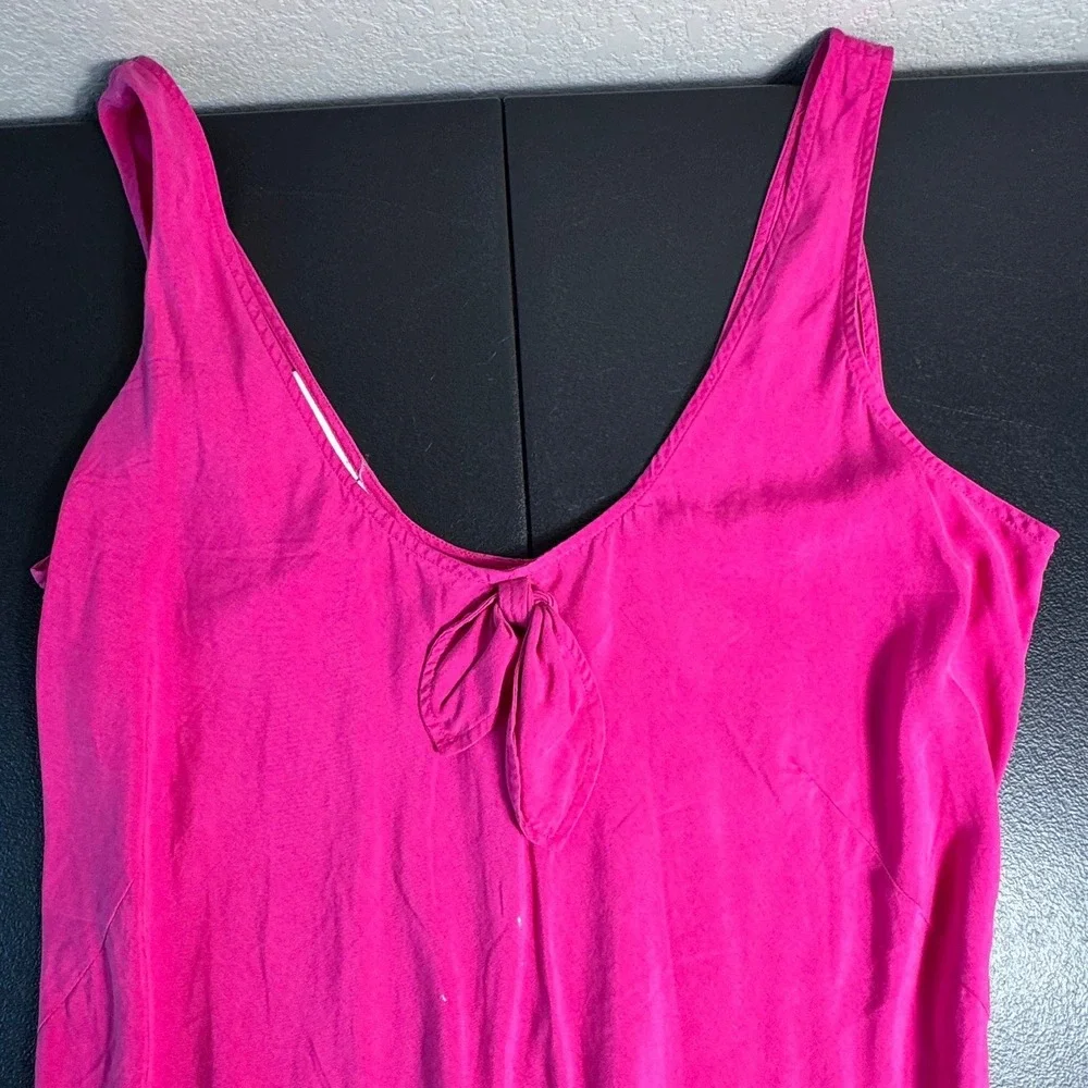 Victoria's Secret Vintage Gold Label Silk‎ Slip Dress Fuchsia Pink Tie Small